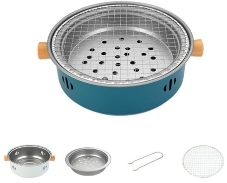 Barbecue à charbon portable avec poignée, fumeur de table de barbecue amovible pour pique-nique, jardin, terrasse, camping, voyage, randonnée