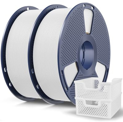 SUNLU PLA Plus 2.0 Schnelles 3D Drucker Filament 2KG, Upgrade PLA+ Filament für Schnelldruck (50-600mm/s), 1.75mm ±0.02mm Präzision, 2 x 1kg Spule (Weiß+Weiß)
