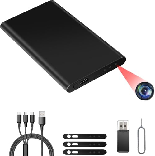 TANGMI Camera Espion Power Bank 1080P HD 17H | Vision Nocturne, Grand Angle, Batterie 17h, SD 128GB, Portable, 2-en-1