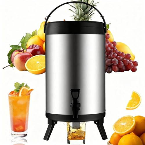 Termo para bebidas calientes y frías, termo, dispensador de bebidas de acero inoxidable, recipiente térmico con grifo, portátil, para acampada, hostelería (10 l)