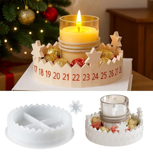 EPODA Silikonform Weihnachten Stern Anhänger Countdown Advent Dekoration Glücksstern Kerzenhalter Gießform Zahlen DIY Gips Kerzen Weihnachtsdekoration