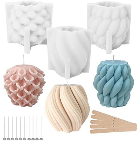 Moules à Bougies en Silicone, 3 Pièces Moule en Silicone pour Bougie à Bulles, Moules en silicone Cylindriques, Moule à Bougies Fait Main, Pour Décorations DIY, Cadeaux,Savon Artisanal