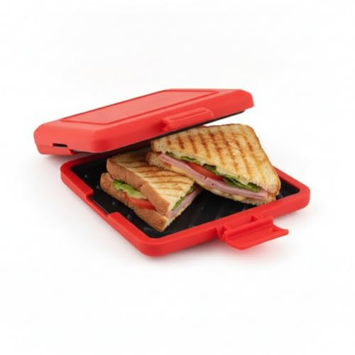 Microwave Toastie Maker, Silicone Sandwich Toaster Non-Stick, Red Toastie Maker with Advanced Heating for Bread Sandwiches, 17x14cm Microwave Sandwich Maker