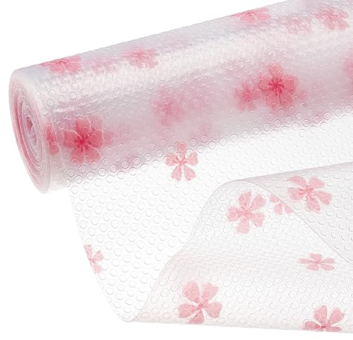 BENECREAT Shelf Liner, Non-adhesive Drawer & Cabinet Liner, 6m x 30cm/236.2 x 11.8 Inch Non-slip Waterproof Shelf Paper for Kitchen, Easy to Cut, Cherry Blossom Pattern