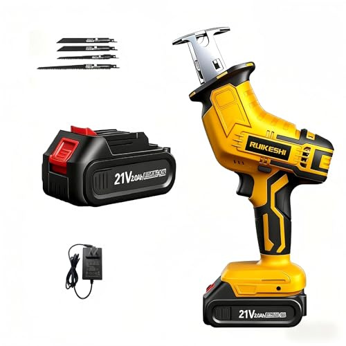 Strong Cordless Reciprocating Saw, 21V, 2 Batteries, 5 Blades, Charger, Carrying Case (1 battery+accessories)