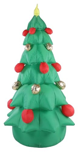 Asixxsix 2,40 m hoher aufblasbarer Weihnachtsbaum, aufblasbare Gartendekoration mit integrierter LED-Beleuchtung, für Weihnachtsfeiern, Indoor-Garten- und Rasendekoration (EU-Stecker 220–240 V)
