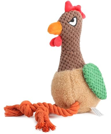 XRVRILE Juguetes para Perros Pollo de Peluche con Sonido y Papel Crujiente – Juguetes Perro Interactivos con Cuerda para Tirar, Perro Juguete para Morder