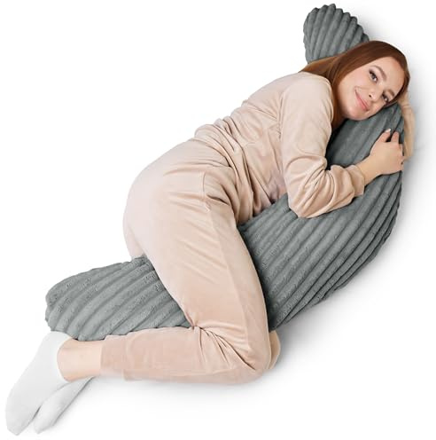Amilian Stillkissen XXL 170 cm - Schwangerschaftskissen; Seitenschläferkissen, Pregnancy Pillow mit abnehmbarem Bezug, Lagerungskissen für Seitenlage, Schlaf; Stillkissen - Nebelklang