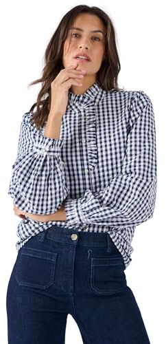 Damart – Chemisier Effet Gaufré À Petits Carreaux Femme Bleu Carreaux Taille 50