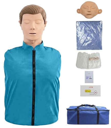 Erwachsenen-CPR-Trainingspuppe, Professionelle Reanimations-Übungspuppe mit a halbem gummi puppen, Atemwegs-Simulation, Brustkorbbewegung, wechselbarer Gesichtshaut & Lungenbeuteln inkl