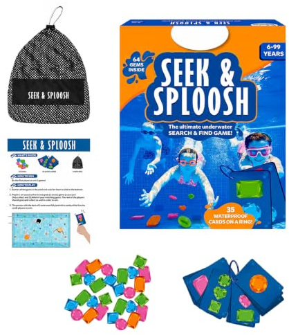 POP lina Jouets de Piscine, Jeu de recherches sous-Marine avec 64 Pierres précieuses et 35 cartese, Jouets de plongée pour Piscine, Cadeaux pour Anniversaires et Fête de Extérieur L'été