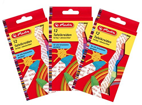 Herlitz Tafelkreide, 36 Stück in Faltschachtel, Papiergewickelt (36 Stück, farbig)