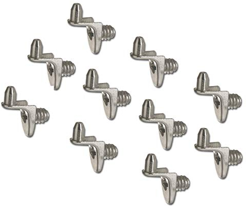 Gedotec Fachbodenträger zum Befestigen Regal-Bolzen Montage - H3108 | Stahl vernickelt | Regal-Dübel für Küche-Schrank & Möbel | Stift mit Bohrloch Ø 5 mm | 100 Stück - Regal-Bodenträger zum Schrauben