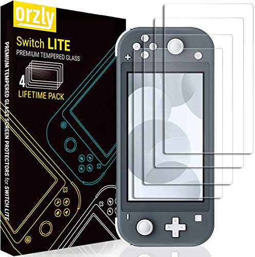 Orzly Nintendo Switch Lite Displayschutzfolie Glas (4 Stück), Panzerglas Schutzfolie für Nintendo Switch Lite (2019)