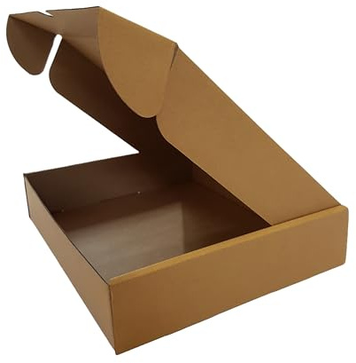 Folding Lid Postal Cardboard Boxes 236 x 197 x 47mm Mail Small Parcel/Packet Mailing Self-Lock Tuck-In Flaps Flat Packed Easy To Assemble No Tape Or Glue Required - Pack of 10