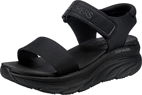 Skechers Women's D'lux Walker New Block Sport Sandal, Black Mesh, 6 UK