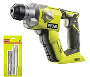 Pack Marteau perforateur RYOBI 18V One+ sans batterie ni chargeur R18SDS-0 - Kit 3 forets RYOBI plus 2 burins SDS+ - RAKSP05