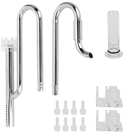 Zerodis 2 Pcs Stainless Steel Pipe Skimmer Aquarium Inflow and Outflow Pipe Set with 3 Accessories and 8 Screw for Water Plant Tank (16 Pipe Skimmer)
