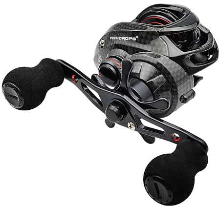 FISHDROPS Baitcaster-rullar, 9 + 1BB, CNC aluminiumspole, magnetiskt bromssystem bete hjul hög hastighet utväxlingsförhållande 7.0:1 Ultra jämn lågprofil betegjutning fiskerulle