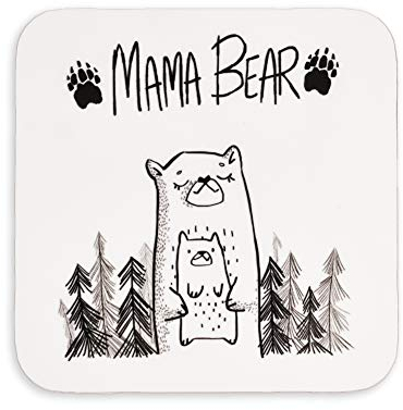 Gift for her | Mama Bear Coaster for cup mug glass | for Mum | for mothers day birthday or christmas from son or daughter | presents for her women | best Mother Mam Mummy