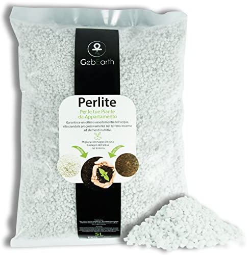 GebEarth® | Perlite per Piante in Vaso 5L | Pezzatura 2-6 mm | Migliora il Drenaggio dell’acqua | Perlite Espansa ideale per Piante Grasse, Orchidee, Carnivore e Altre Piante Sensibili all’umidità.