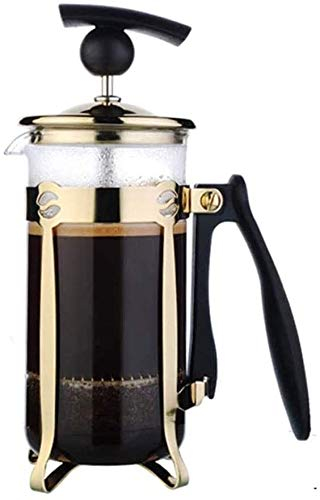 NCRD Prensa Francesa Cafetera (20 oz), 304 Prensa de café de Acero Inoxidable con Pantallas de Filtro, Vidrio de borosilicato Resistente al Calor fácilmente Limpio y Duradero - 100% BPA Gratis, Oro
