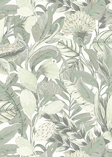 Mantiburi 10202-07 ELLE Decoration Papier peint intissé Motif fleurs Vert/blanc