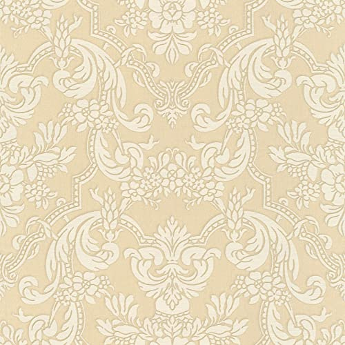 Rasch Tapete 570618 - Klassische Tapete mit barocken Ornamenten in Beige und Creme aus der Kollektion Trianon XIII - 10,05m x 0,53m (LxB)