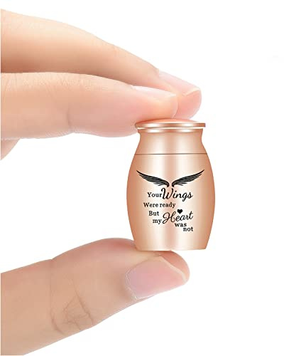 AIWENXI Pequeñas Urnas de Cremación Keepsakes Para Cenizas - Mini Urnas Para Humanos o Mascotas - Memorial (Falas-Oro Rosa)
