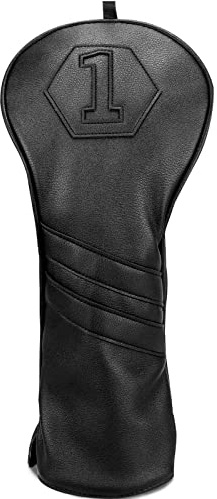 Couvre-clubs de golf pour driver 460CC DR #1 en cuir PU noir avec fermeture élastique