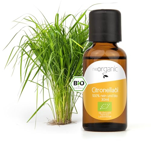NeoOrganic® Bio Citronellaöl, JAVA (Cymbopogon winterianus) - frischer, zitroniger Duft - 100% naturreines ätherisches Öl - echtes Citronella Öl - Citronella Oil - 30ml