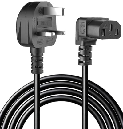 RIIEYOCA 90 Degree C13 Power Cable 13A Fused BS 1363 UK 3 Pin Plug to Up Angle IEC C13 Mains Power Cable, for PC Computer,TV,Printer,Monitor,Projector(1.5M/4.9FT)