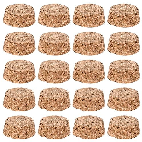 BENECREAT 20 Stück Konische Korkstopfen Aus Holz, Burlywood Korken Aus Weichem Holz Zum Basteln von Wein-Bierflaschen, 32mm In Durchmesser, 13 mm Dick