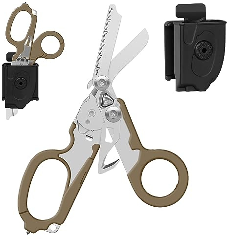 Trauma Schere Emergency Shears mit Strap Cutter und Glass Breaker Faltbare Scherenzange aus Edelstahl, Outdoor Camping Rescue Scissors Tools