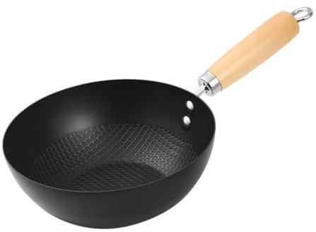 Garneck Poêle à Frire Antiadhésive avec Poignée en Fer pour Wok Résistante à La Chaleur 20 Cm Compatible avec Mini Cuisinière