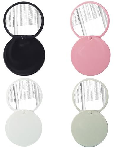 Hayaww 4 Pcs Taschenspiegel Tragbarer Runder Spiegel Aus Kunststoff Reisespiegel Klappbar Taschenspiegel Klein Kosmetikspiegel Compact Schminkspiegel Runder Mini-Spiegel Für Reise Tägliches Leben