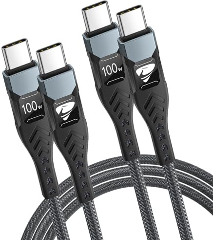 USB C to USB C, [1M/2Pack] Fast Charging Cable 100W 5A USB Type C Charger Fast Charge Lead Usbc to Usbc Cable for Samsung Galaxy S24 S23 S22 iPad Pro/Air MacBook iPhone 15 16 Pro Max/Plus Switch