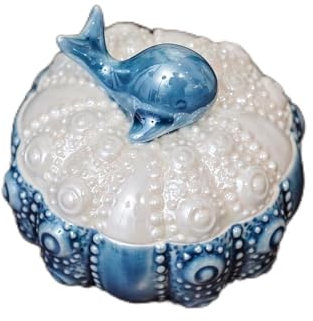 WXMYOZR Dolphin Trinket Box with Lid Porcelain, Blue Ceramics Jewelry Boxes for Girls Women Small Jewelry Organizer Container Earring Necklace Ring Holder