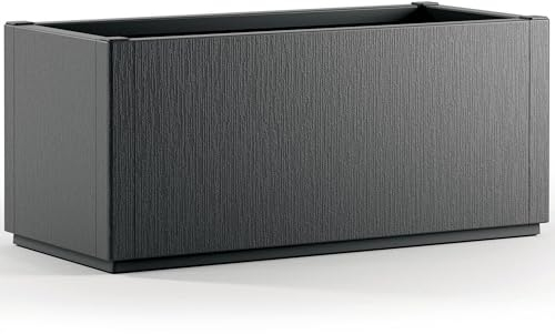 CASARIA® Ethica Flower Box Planter | 80L Capacity | 80 x 36 x 35 cm, Drain Base, Winterproof, Garden Planter, Plant Pot, Flower Tub | Robust Weatherproof Plastic | Anthracite