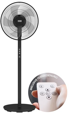 LEBENLANG Standventilator mit Fernbedienung - 3510m3/h & LED-Display & 5 Modi I Energiesparend & Oszillierender I Silent Ventilator Timer Standventilatoren Standing Fan leiser Ventilator Büro
