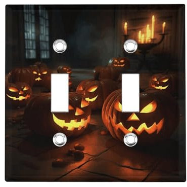 Illuminazione zucca lanterna 2-gang doppia levetta copertura interruttore decorativo luce interruttore piastra elettrica per camera da letto cucina decorazione casa 11,4 x 11,7 cm