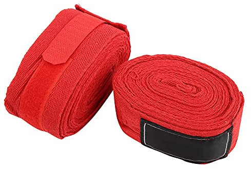 Naroote Boxbandagen, Handbandagen, 2 Stück, 196,9 X 2,0 Zoll, Baumwolle, Verlängerte Boxbandagen, Bandagen, Handbandagen, Muay Thai, Atmungsaktiv, für Boxen, Training, Training (Rot)