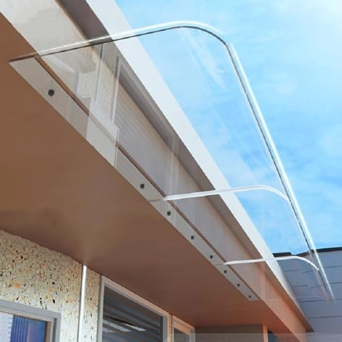 Rovss Auvents de Porte et de Fenêtre Marquise de Porte Extérieure Protection Solaire 40/60/80/100/120cm Toit de Porte pour Garage Balcon d'entrée Installation Facile(50x120x5cm)