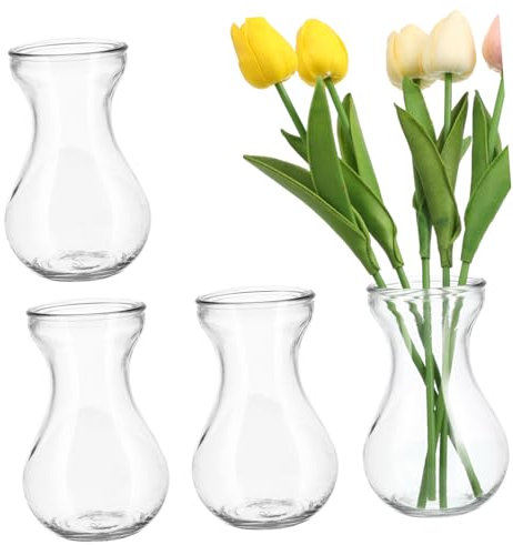 PRETYZOOM 4pièces Vase à Fleurs Verre pour Jacinthes Vase Verre Décoratif pour Maison Bureau à Fleurs Hydroponique