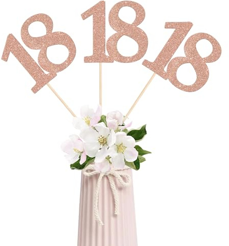 Confezione da 12 decorazioni per feste per 18° compleanno, anniversario, centrotavola per 18° compleanno, decorazioni per la tavola per 18° compleanno, matrimonio, anniversario, feste, colore oro rosa