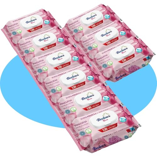 BESTLINE Toallitas Húmedas, Cuidado e Hidratación Profunda, Fibras Ultrasuaves ideales para Piel Sensible, Perfume Fresco, Rosa, 9 Paquetes de 120 Uds, 1080 Toallitas