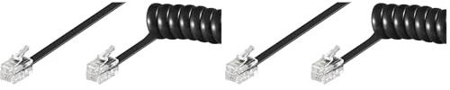 goobay 68002 Telefonkabel RJ10 Stecker Telefonhörerkabel Spiralkabel Telefonstecker RJ10 Kabel Festnetztelefon Telefonhörer Telefon Kabel Schwarz 4m (Packung mit 2)