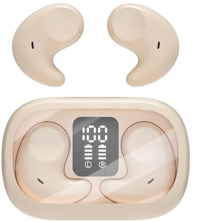 Piluyaa Sleep Earbuds Bluetooth in Ear Light-Weight Headphones, Mini Invisible Earplugs Small Design for Side Sleepers, 58H Playtime with Charging Case, Clear Calls& Noise Block, Off White