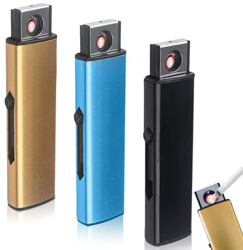 3 accendini da tempesta, accendini elettronici, USB, ad arco doppio, accensione USB, ricaricabili per cucina, barbecue, campeggio