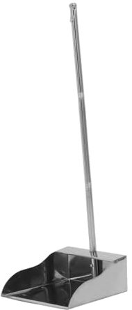 SOPOTUTU Stainless Steel Dustpan Long Handle Upright Standing Garbage Scooper Stand Up Dust Pan Wide Metal Pan No Bend for Garden Home Yard Lobby